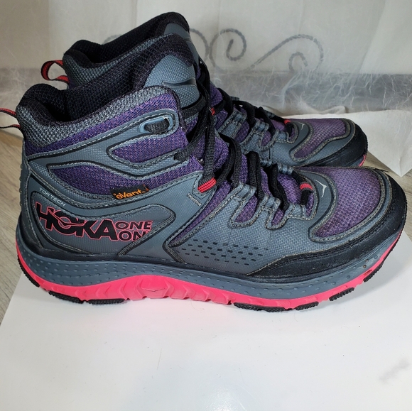 Hoka Women's One One Tor Tech Gray Black Pink Purple Hiking Shoes Size 9 - Picture 2 of 12
